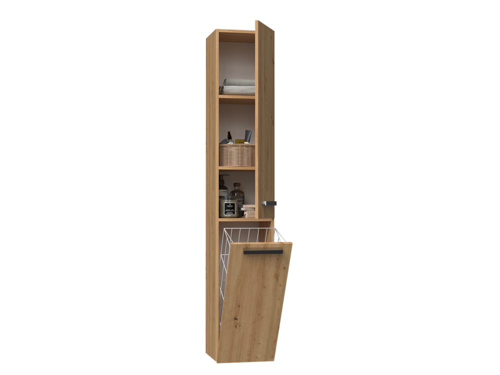 Open_4_d Nel IV Tall Bathroom Cabinet in Artisan Oak - Image 4