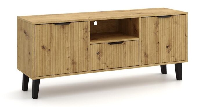 TV Unit Bergen 2 Doors 1 Drawer Slim Oak - Image 1