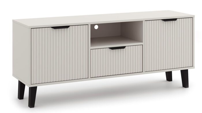 TV Unit Bergen 2 Doors 1 Drawer Slim Cashmere Beige - Image 1