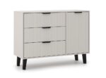 Scandi Slim Cabinet with 1 Door & 3 Drawers – Beige