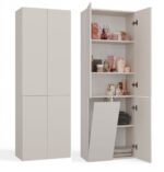 Nel 1K/DD Tall Bathroom Cabinet in Cashmere