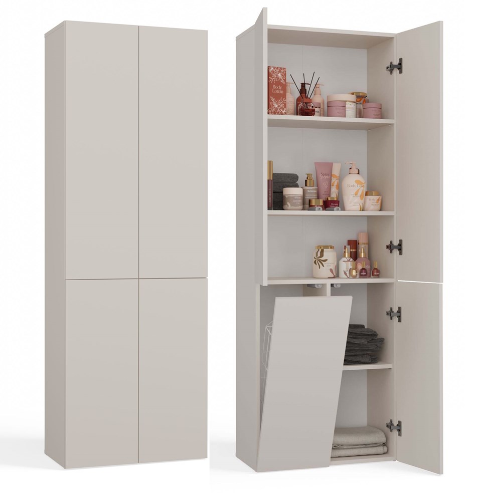PROFILOWEE Nel 1K/DD Tall Bathroom Cabinet in Cashmere - Image 1