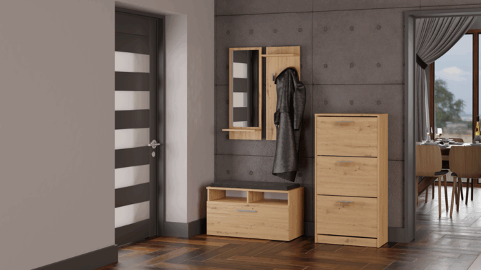 Zyra Shoe Cabinet – Oak Finish - Image 4
