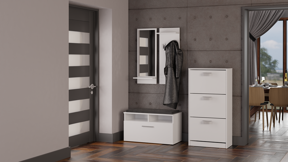 Paual-10003 Paula Shoe Cabinet in White Matt - Image 4