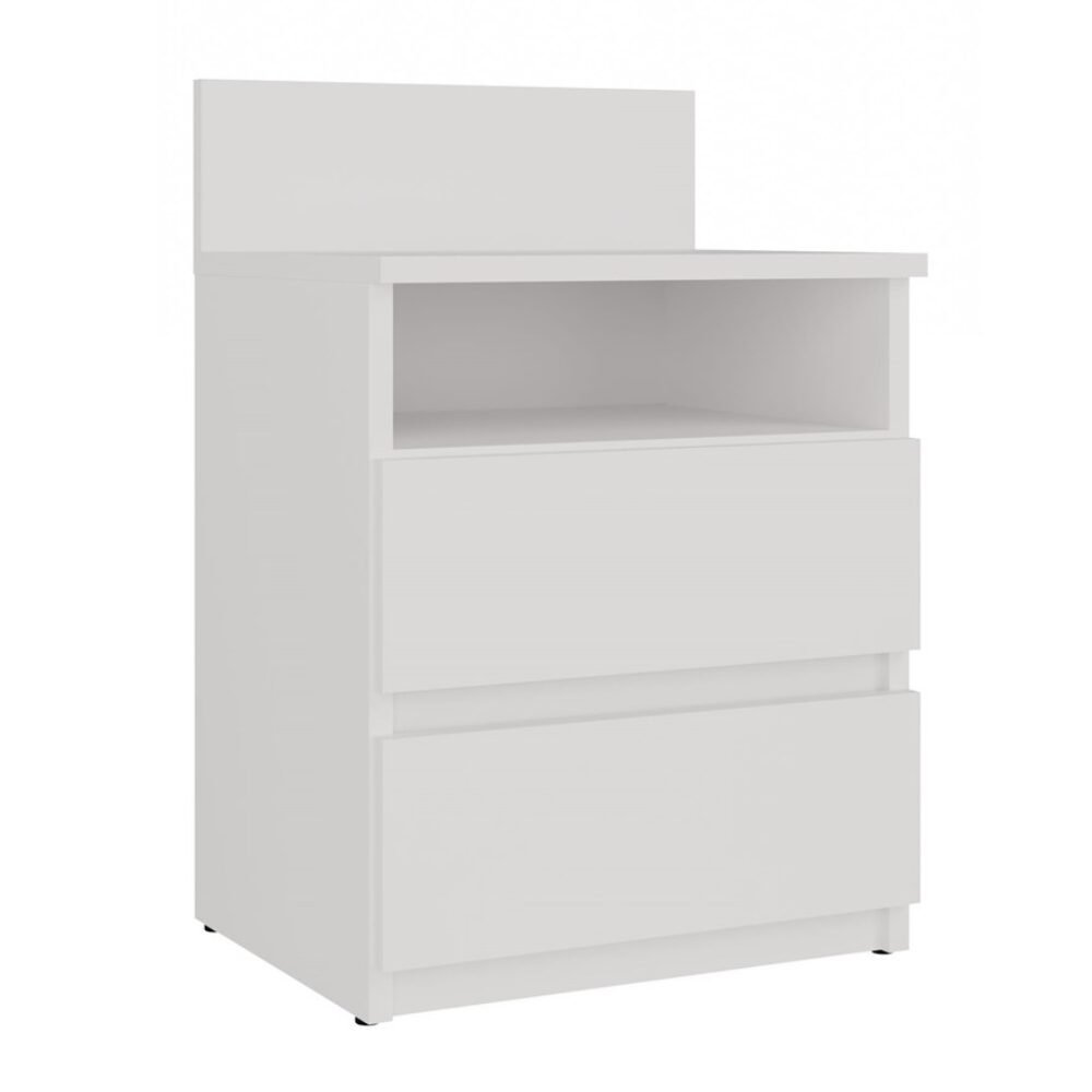 Projekt bez nazwy - 2025-11-09T123503.556 Malwa M1 Modern Bedside Table with 2 Drawers in White Matt - Image 1