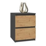 Malwa W2 Bedside Table in Anthracite / Artisan Oak - Image 2