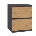 Malwa W2 Bedside Table in Anthracite / Artisan Oak