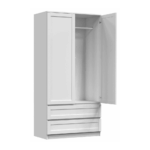Arvis 90 Wardrobe with Framed Fronts & Drawers in White - Image 2