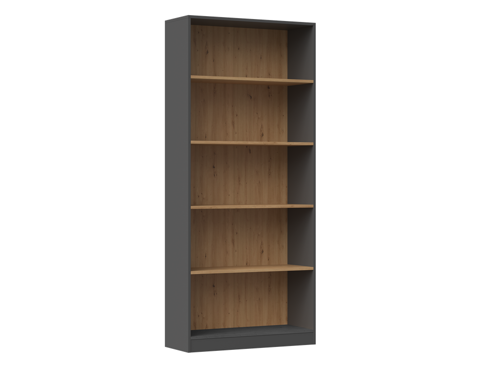 R80-REGAL_ Onyx R80 Classic Bookcase in Anthracite / Artisan Oak - Image 1