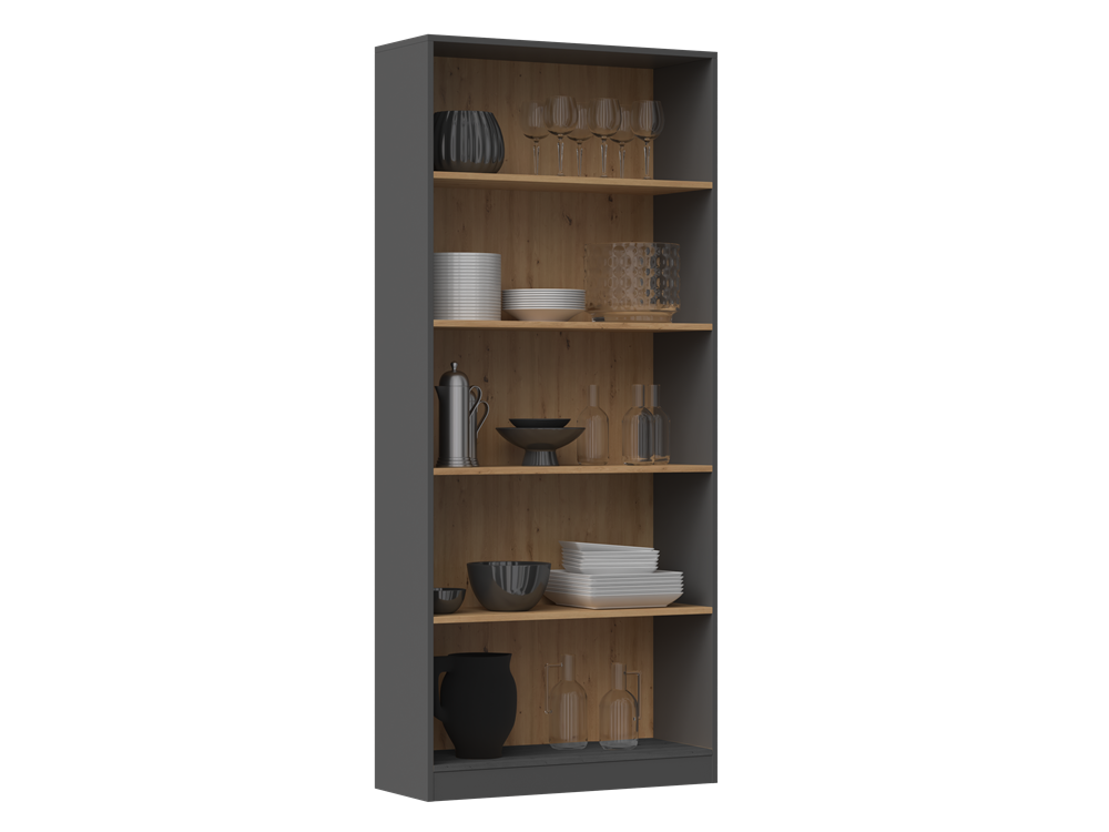 R80-REGAL_d Onyx R80 Classic Bookcase in Anthracite / Artisan Oak - Image 2