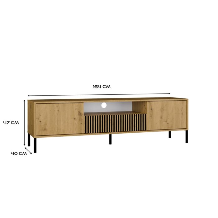 TV Cabinet Elwood 160 Oak Ribbed Front - Image 10