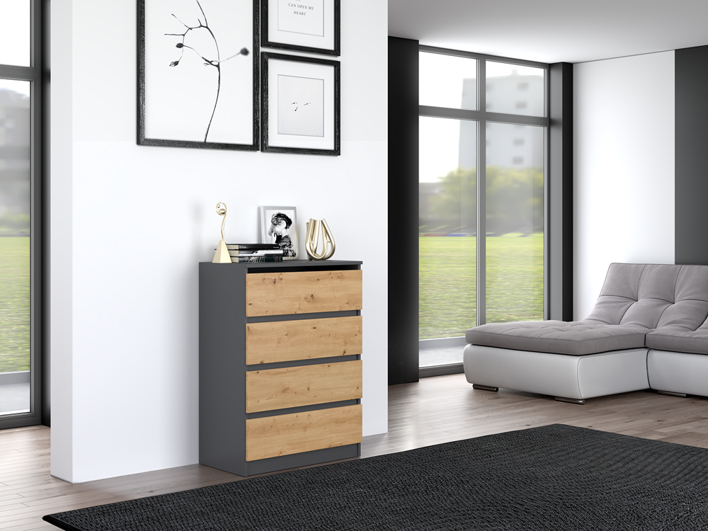 R_M4_close Malwa M4 Chest of Drawers - Anthracite & Artisan Oak - Image 3