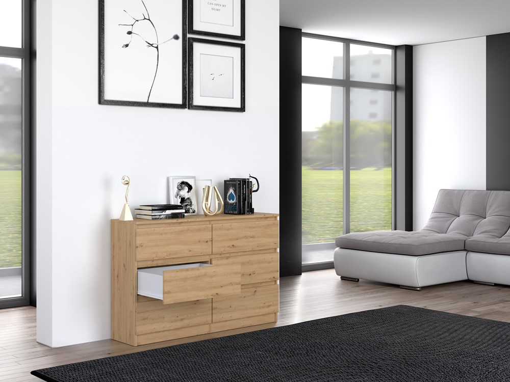 R_M_6_120 Malwa M6 6-Drawer Chest - 120cm - Artisan Oak - Image 9