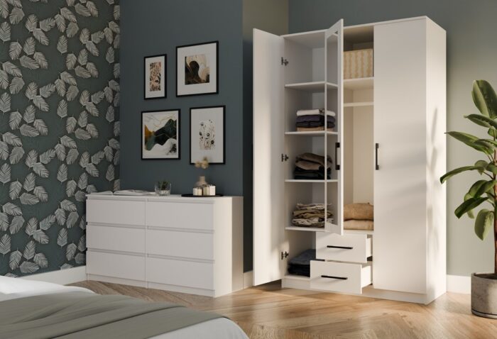 Wardrobe Remos 120 Mirror White - Image 4