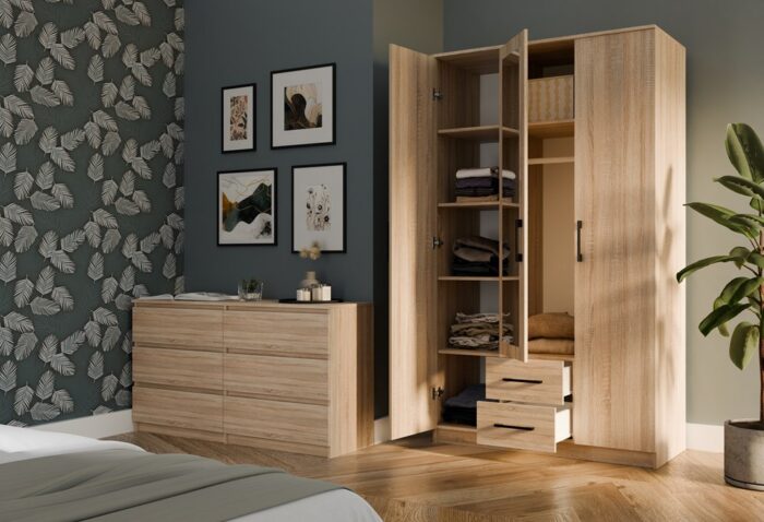 Wardrobe Remos 120 Mirror Sonoma Oak - Image 6