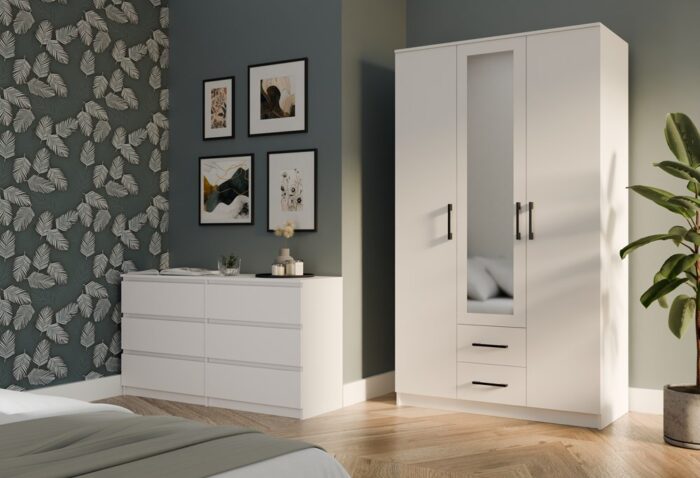 Wardrobe Remos 120 Mirror White - Image 3