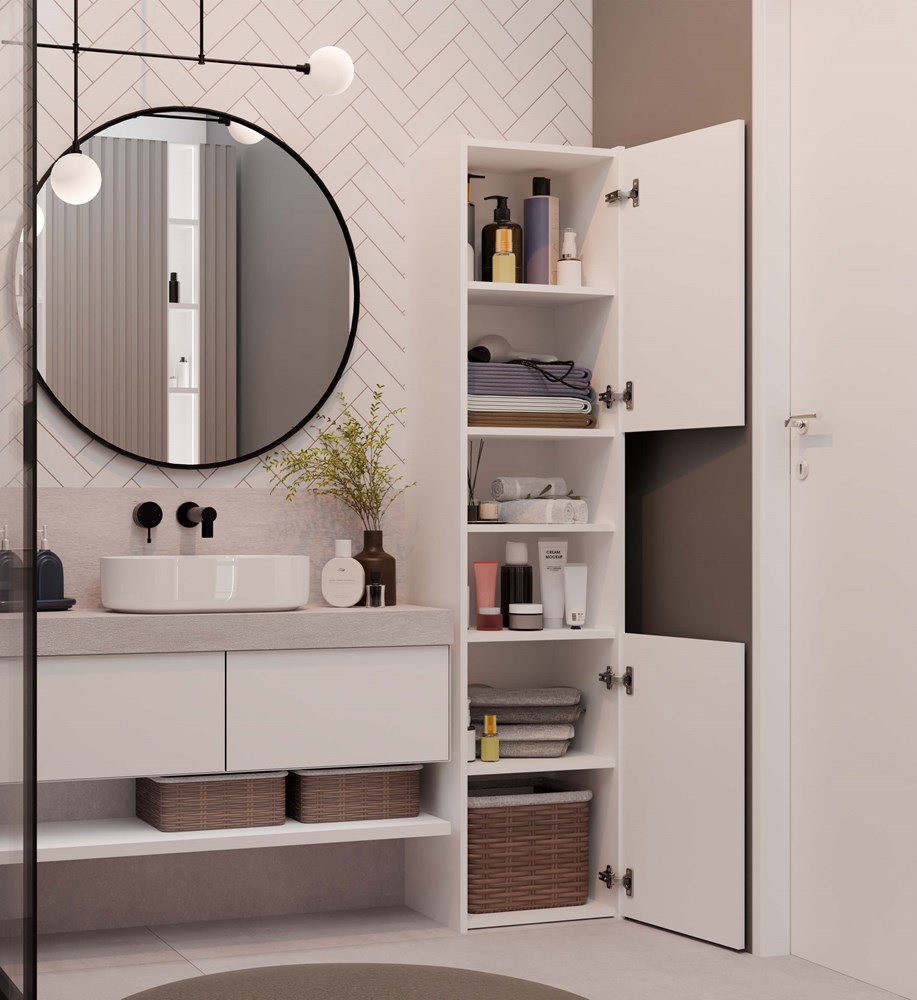 S40BIELBOKOT Sara S40 Tall Bathroom Cabinet in White - Image 8