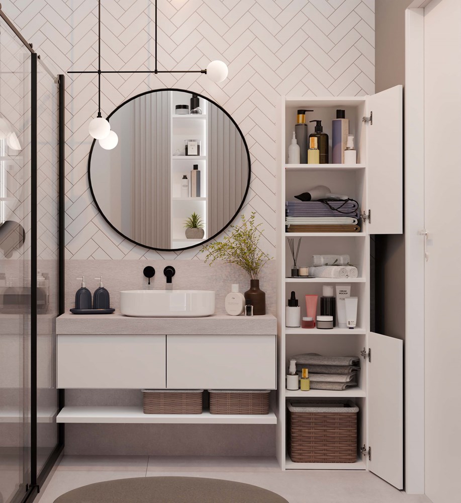 S40BIELFRONTOT Sara S40 Tall Bathroom Cabinet in White - Image 6