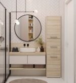 Sara S43 Tall Bathroom Cabinet in Sonoma Oak - Image 3