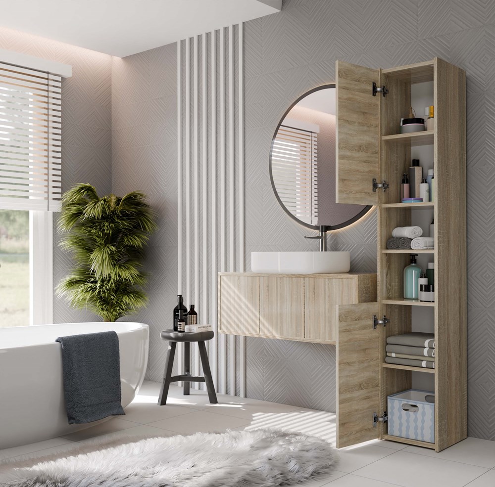 SONOMAS30BOKOT Sara S30 Tall Bathroom Cabinet in Sonoma Oak - Image 4