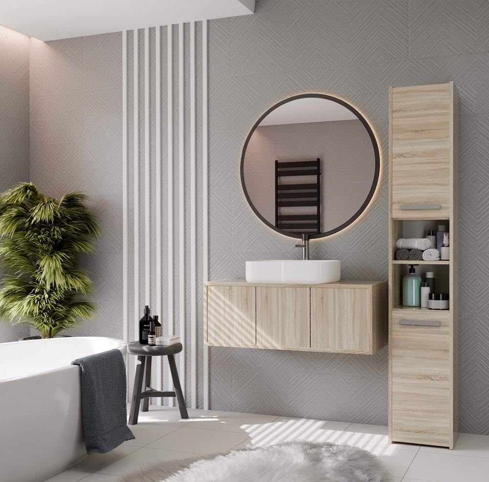 SONOMAS30FRONTZM Sara S30 Tall Bathroom Cabinet in Sonoma Oak - Image 5