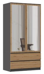 Wardrobe Liora SS-90L Anthracite & Oak - Image 3
