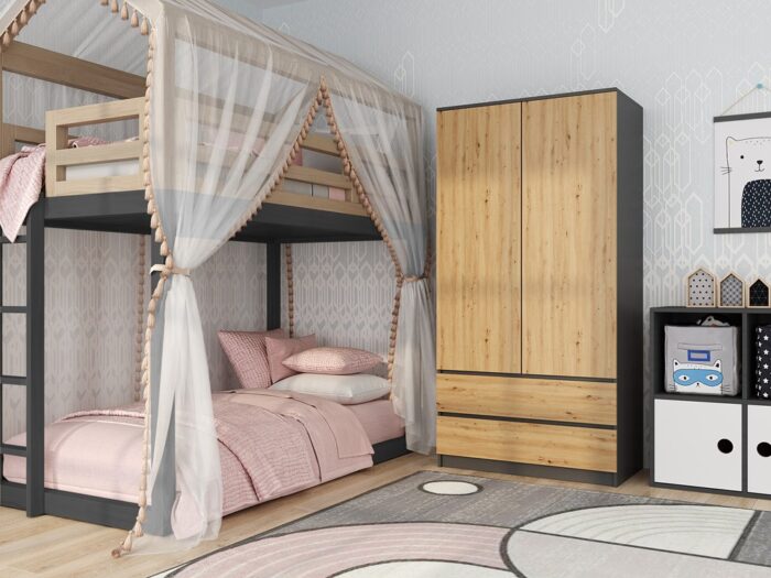 Wardrobe Liora SS-90 Anthracite Oak - Image 2