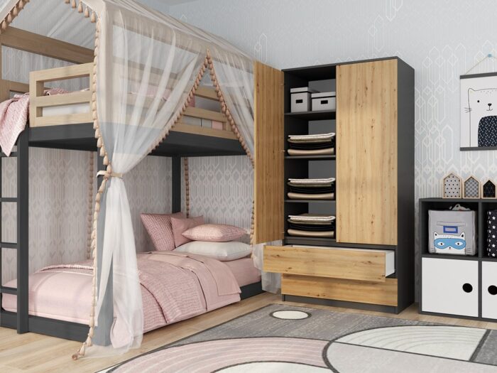 Wardrobe Liora SS-90 Anthracite Oak - Image 4