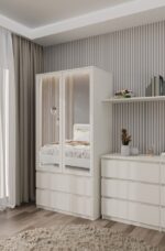 Malwa SS-90L Two-Door Mirrored Wardrobe in Cashmere - Image 2