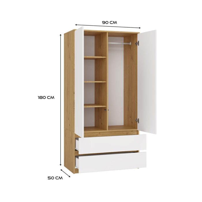 Wardrobe Liora SS-90 Oak White - Image 8