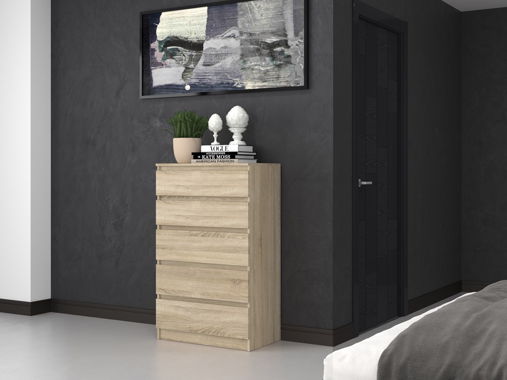 S_5_close_2 Malwa M5 5-Drawer Chest - Sonoma Oak - Image 7