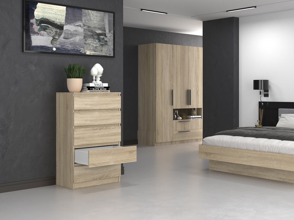 S_5_open Malwa M5 5-Drawer Chest - Sonoma Oak - Image 8