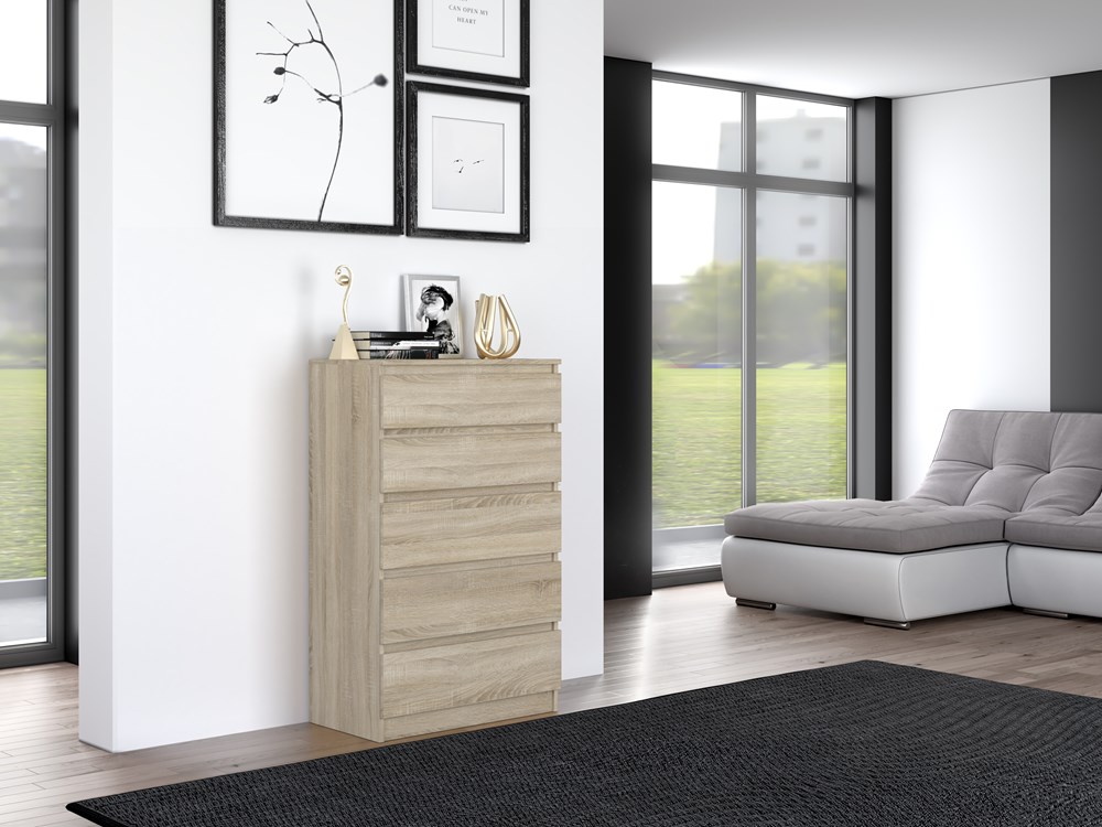 S_M6_close Malwa M5 5-Drawer Chest - Sonoma Oak - Image 10