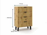 Scandi Slim 4-Drawer Chest – Oak Effect - Image 3