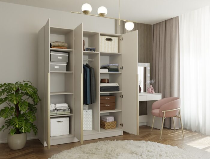Wardrobe Soria 150 3-Door Beige - Image 7