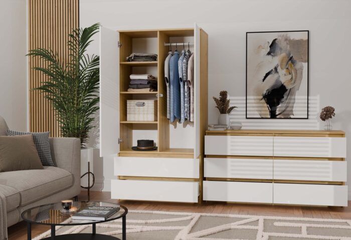Wardrobe Liora SS-90 Oak White - Image 9