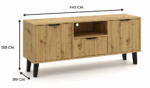 TV Unit Bergen 2 Doors 1 Drawer Slim Oak - Image 3