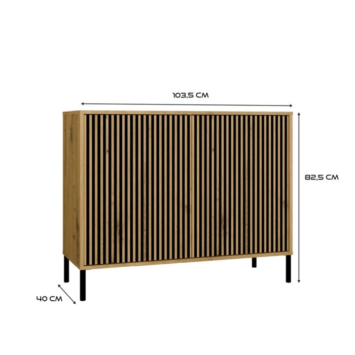 Kamaro Slim 2-Door Sideboard with Slatted Front - Image 5