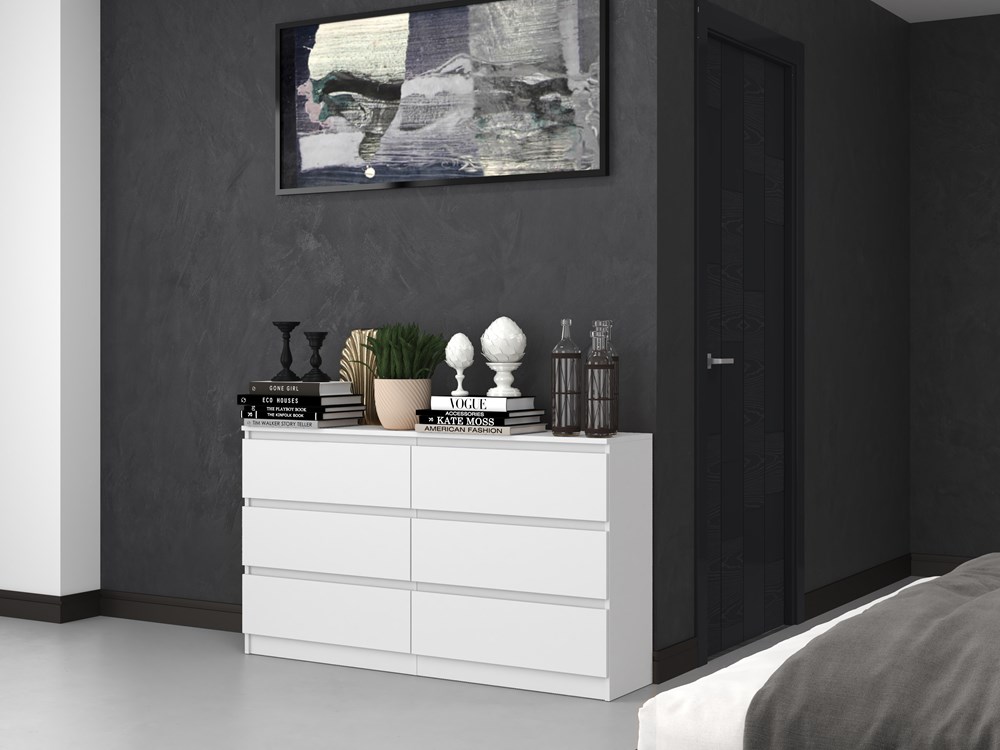 W_6_140_close_2 Malwa M6 Wide Dresser - White Matte - Image 7