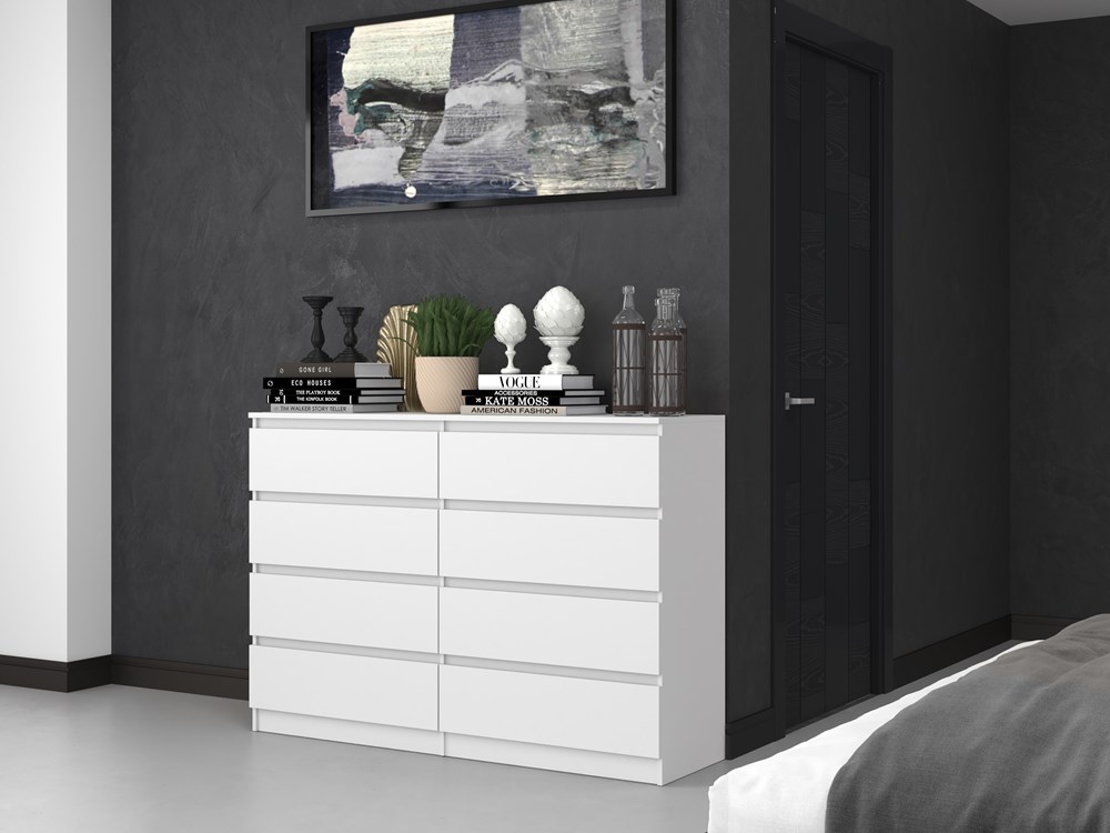 W_8_140_close2 Malwa M8 Wide 8-Drawer Dresser - 140cm - White - Image 6