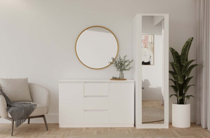 Wardrobe Liora 50 Mirror White - Image 2