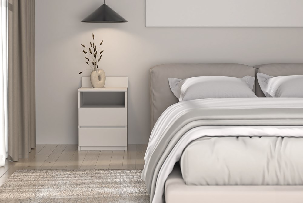 ZOOMM1KASZMIR Malwa M1 Modern Bedside Table with 2 Drawers in Cashmere - Image 4