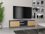 Malwa 140 Modern TV Unit in Anthracite / Artisan Oak - Image 5
