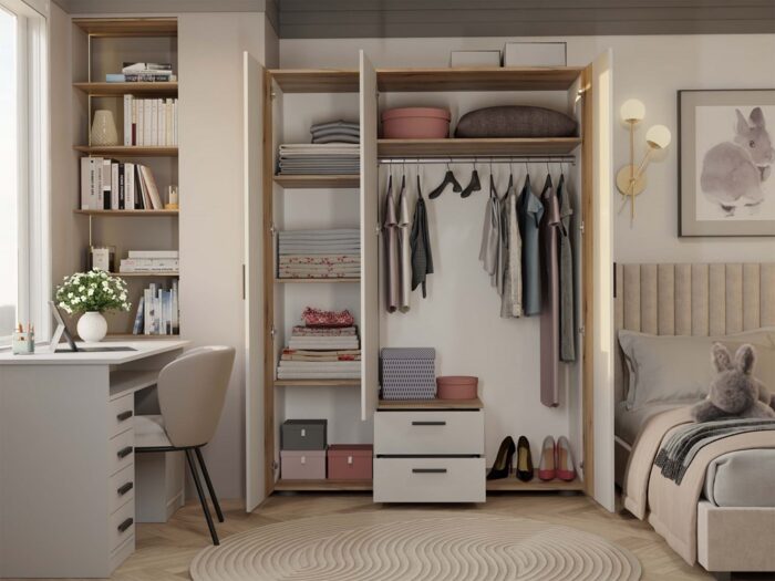 Wardrobe Nova 150 Mirror Oak Beige - Image 5