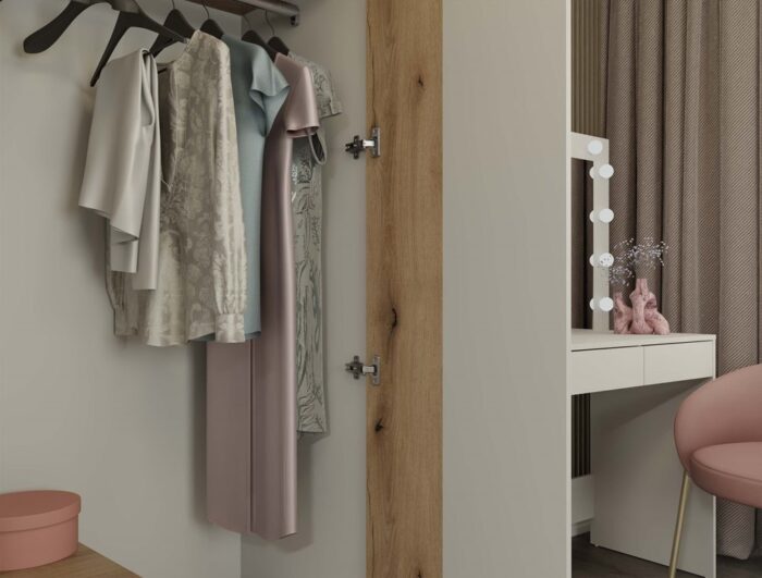 Wardrobe Nova 150 Mirror Oak Beige - Image 7