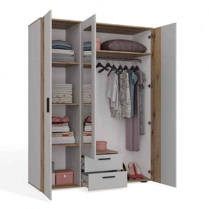 Wardrobe Nova 150 Mirror Oak Beige - Image 14