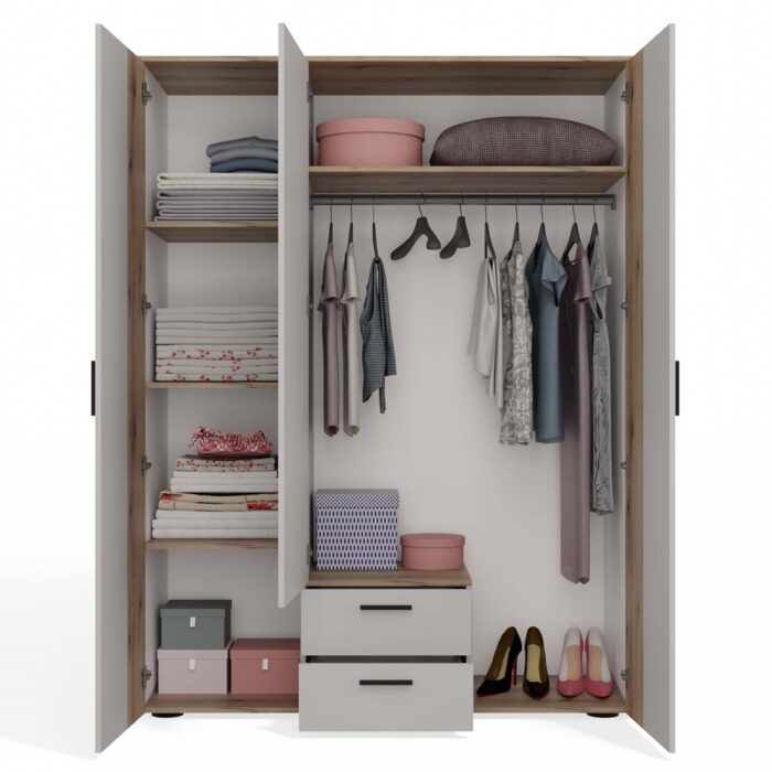 Wardrobe Nova 150 Mirror Oak Beige - Image 10