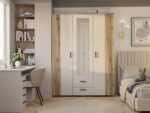 Wardrobe Nova 150 Mirror Oak Beige - Image 3