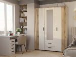 Wardrobe Nova 150 Mirror Oak Beige - Image 4