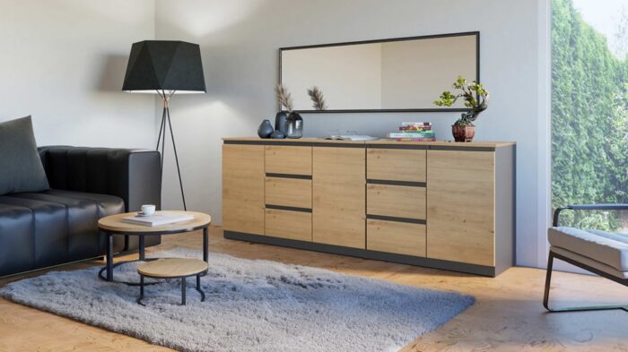 Costa Modern Sideboard – Anthracite & Oak - Image 5